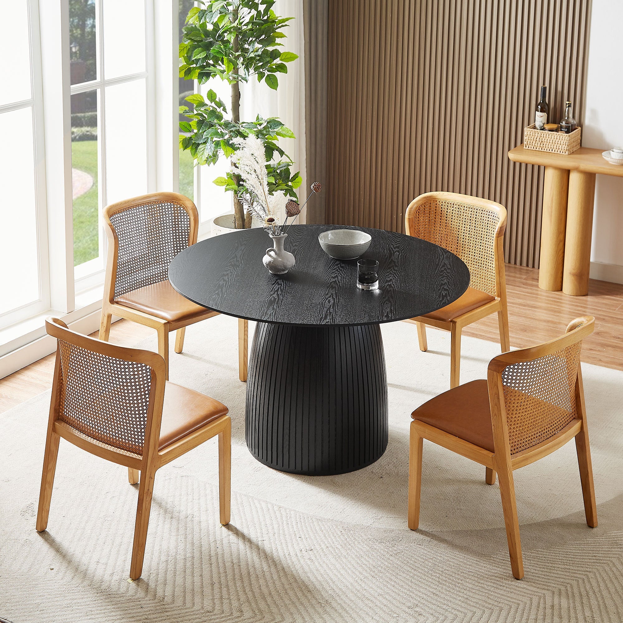 47.24 Inch MDF Dining Table Kitchen Table Small Space Dining Table for Living Room, Kitchen, Home, Apartment Black