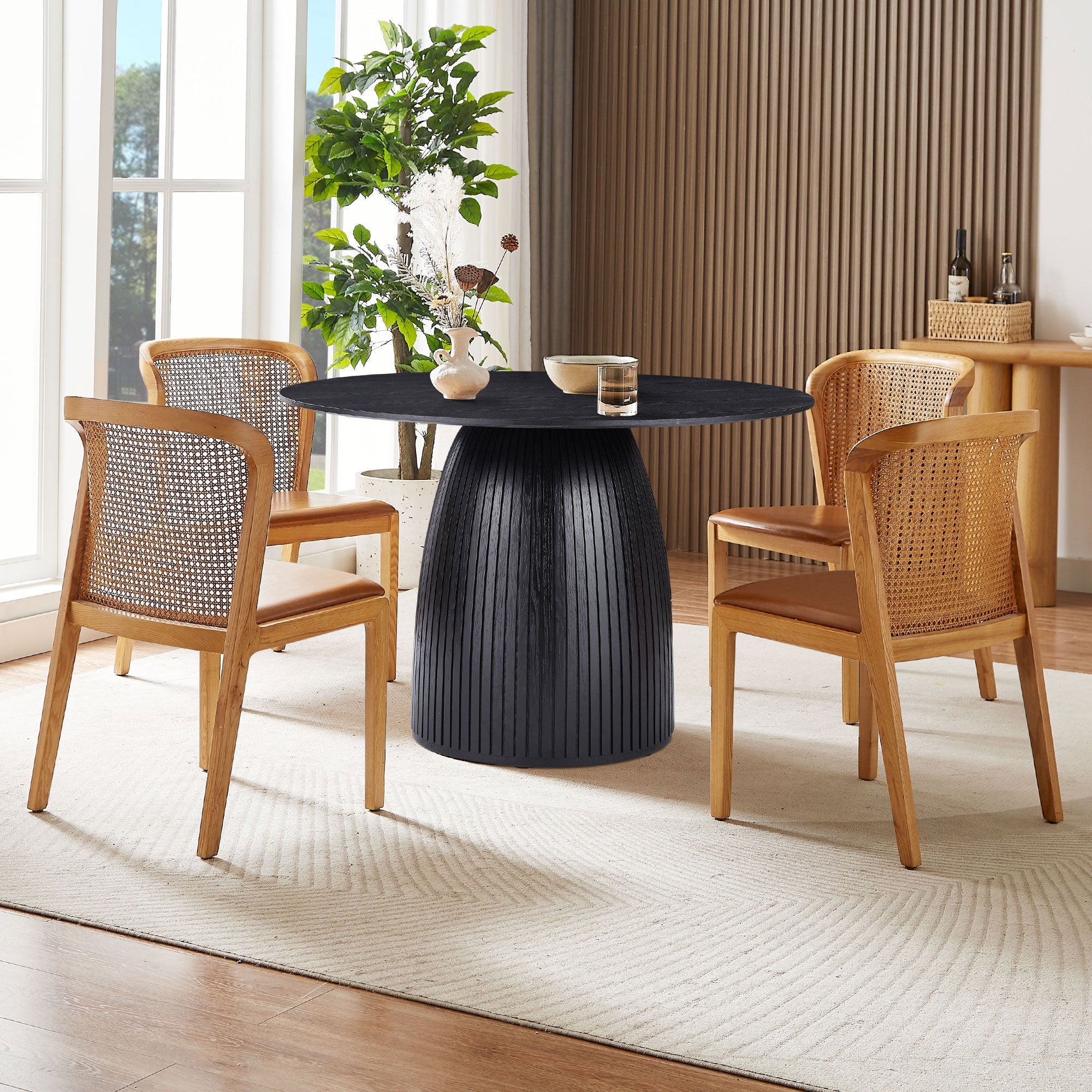 47.24 Inch MDF Dining Table Kitchen Table Small Space Dining Table for Living Room, Kitchen, Home, Apartment Black
