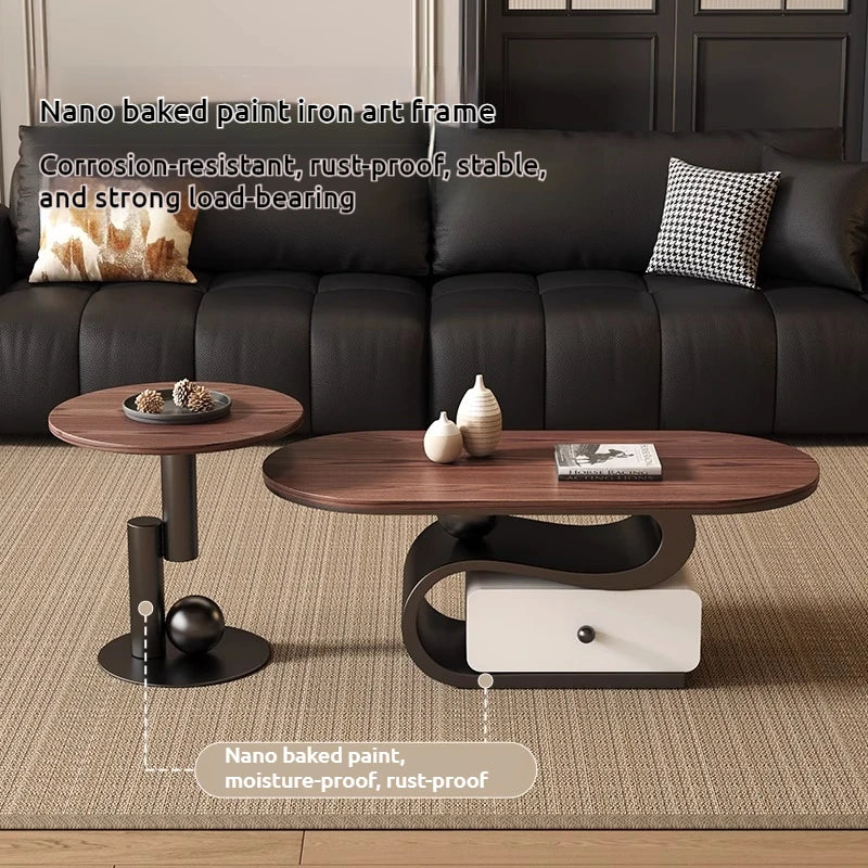 Mid Century Style Solid Wood Coffee Table Set Minimalist