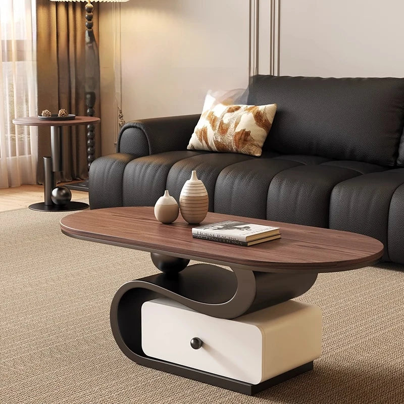 Mid Century Style Solid Wood Coffee Table Set Minimalist
